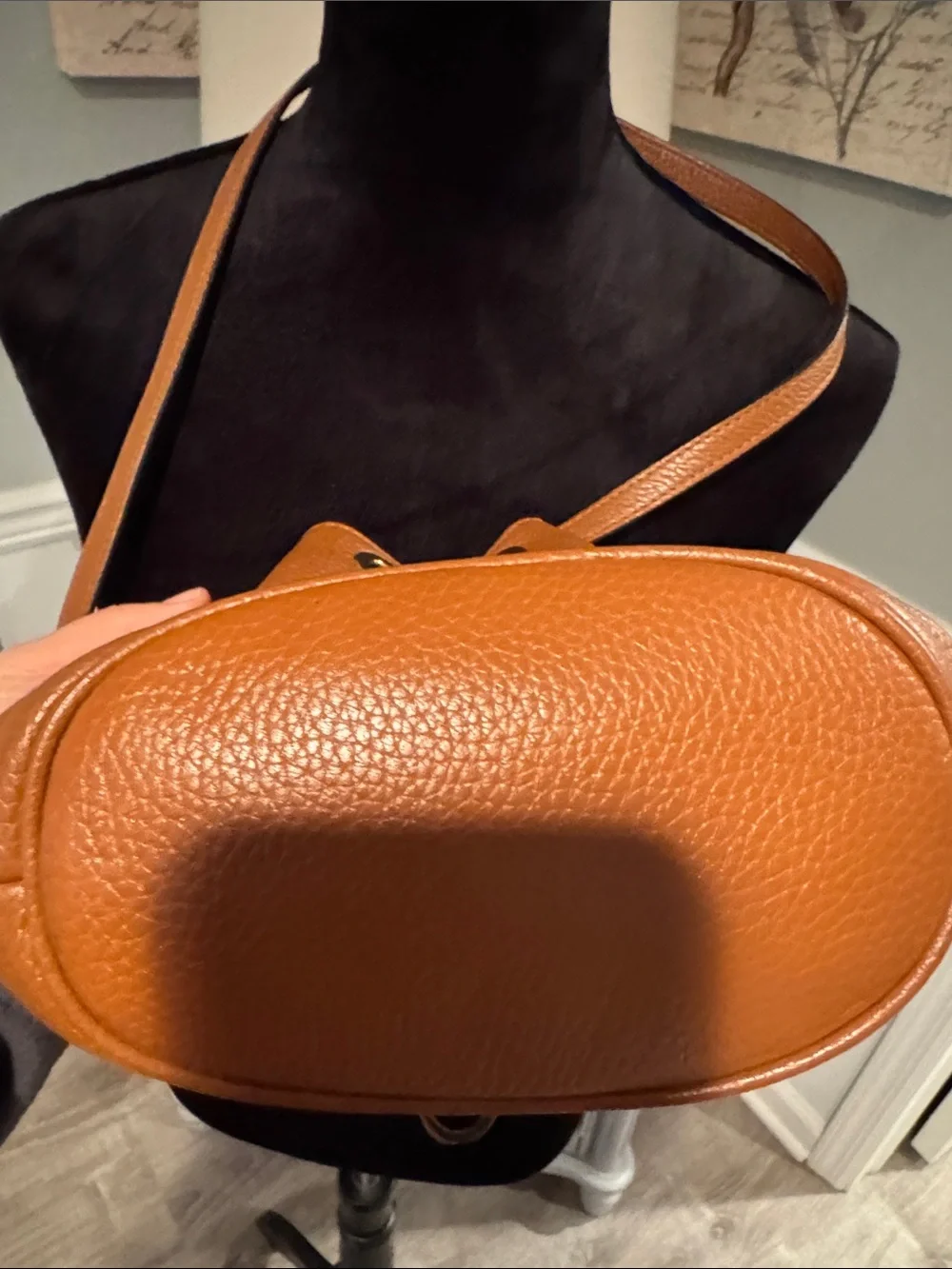 Michael Kors Tan Pebbled Leather Mini Drawstring Bucket Bag